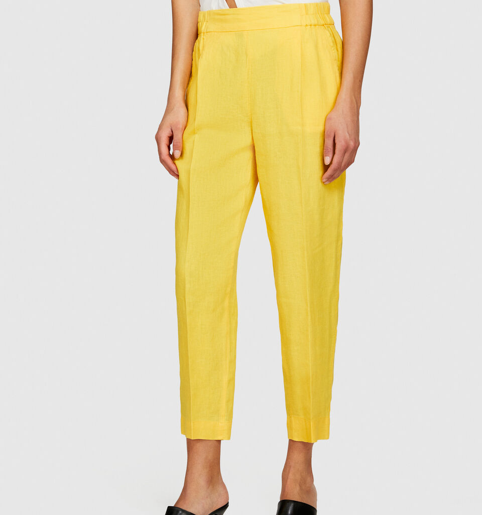 100% linen joggers - women's joggers - Yellow | Sisley image number 4